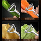 Premium Zinc Alloy Multifunctional Vegetable Peeler with Rotating Serrated Blade, Ergonomic Handle for Kitchen Food Prep, Julienne Shredding, and Potato Peeling (Silver)