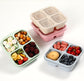 4-Pack Wheat Straw Bento Snack Boxes, 4-Compartment Reusable Lunch Containers for Kids & Adults, BPA-Free Portion Control, Microwave & Freezer Safe (Multicolor)