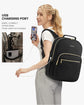 Stylish Laptop Backpack for Women – Large Capacity 27L Computer Bag with 15.6 Inch Compartment, USB Charging Port & 16 Pockets – Ideal for College, Work & Travel (Black)