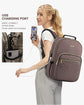 Stylish Laptop Backpack for Women – Large Capacity 27L Computer Bag with 15.6 Inch Compartment, USB Charging Port & 16 Pockets – Ideal for College, Work & Travel (Brown)