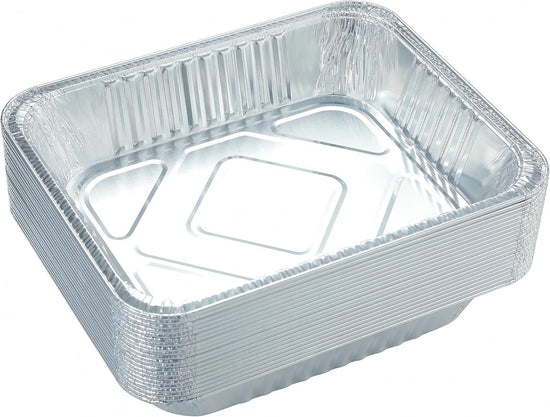 20 Pack Heavy-Duty Disposable Aluminum Foil Pans for Baking, Grilling & Catering – Extra Thick Rectangular Trays for Oven, BBQ & Steam Table Use (Silver)