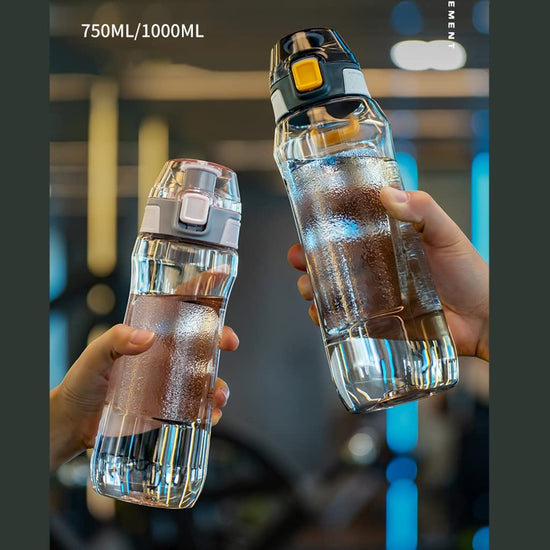 Portable Sport Water Bottle with Handle – Large Capacity Fitness Water Bottle for Gym, Hiking, Cycling, Outdoor Use – BPA-Free & Leak-Proof (Gray,1000ml)
