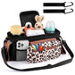 Universal Stroller Organizer with Insulated Cup Holders, Detachable Wristlet & Adjustable Shoulder Strap for Diapers, Bottles & Essentials (Leopard print)