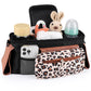 Universal Stroller Organizer with Insulated Cup Holders, Detachable Wristlet & Adjustable Shoulder Strap for Diapers, Bottles & Essentials (Leopard print)
