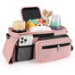 Universal Stroller Organizer with Insulated Cup Holders, Detachable Wristlet & Adjustable Shoulder Strap for Diapers, Bottles & Essentials (Pink)