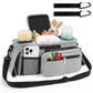 Universal Stroller Organizer with Insulated Cup Holders, Detachable Wristlet & Adjustable Shoulder Strap for Diapers, Bottles & Essentials (Grey)