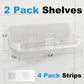 2-Pack Acrylic Adhesive Wall Shelf for Bathroom, Kitchen & Vanity Storage – No Drill, Waterproof with Drainage Holes (Clear)