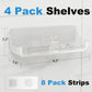 4-Pack Acrylic Adhesive Wall Shelf for Bathroom, Kitchen & Vanity Storage – No Drill, Waterproof with Drainage Holes (Clear)