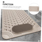Non-Slip Bath Mat with Foot Scrubber – 90 x 60 cm, Anti-Skid Suction Cups & Drain Holes, Waterproof Shower Floor Pad with Exfoliating Brush(Grey)