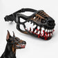 Funny Anti-Bite Dinosaur Dog Muzzle, Hell Hound Monster for Halloween Party Cosplay Dogs Beast Terror Pet Lifelike Teeth Mask Photo Shoots Trick or Treat with Adjustable Straps，With Blood,XL(Black)