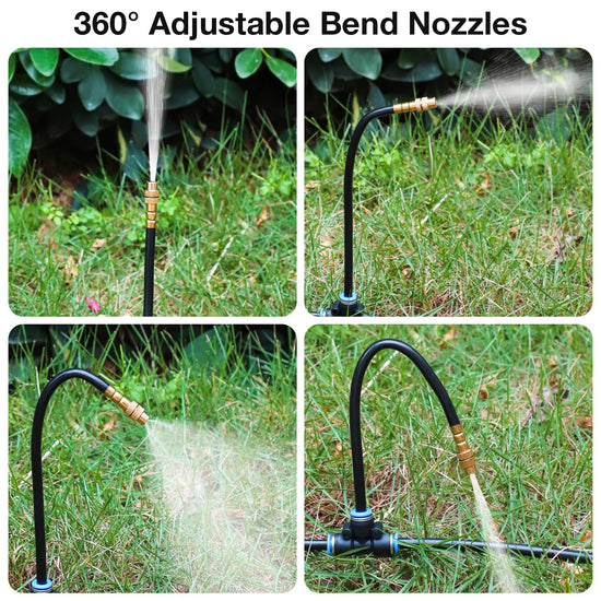 50Ft 1/4" Drip Irrigation System,Garden Irrigation Kit with 12pcs 360° Adjustable Copper Nozzles,Automatic Watering System for Outdoor,Raised Bed,Potted Plant,Greenhouse Accessories for Yard