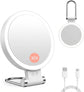 Dual-Sided LED Makeup Mirror with 1X & 30X Magnification, 3 Color Temperature Lights, Touch Controls, Rechargeable Battery, Foldable Stand, Portable Design for Desk, Travel, and Hanging Use (White)