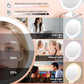 Dual-Sided LED Makeup Mirror with 1X & 30X Magnification, 3 Color Temperature Lights, Touch Controls, Rechargeable Battery, Foldable Stand, Portable Design for Desk, Travel, and Hanging Use (White)