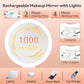 Dual-Sided LED Makeup Mirror with 1X & 30X Magnification, 3 Color Temperature Lights, Touch Controls, Rechargeable Battery, Foldable Stand, Portable Design for Desk, Travel, and Hanging Use (White)