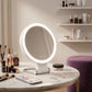 Dual-Sided LED Makeup Mirror with 1X & 30X Magnification, 3 Color Temperature Lights, Touch Controls, Rechargeable Battery, Foldable Stand, Portable Design for Desk, Travel, and Hanging Use (White)