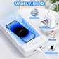 Multi-Function UV Sterilizer Box with Blue LED Light – 99.9% Germ Elimination, Dual Sterilize & Aromatherapy Modes, USB-C + Dual USB-A Ports, 3–5 Min Quick Sanitizing, for Nail Tools, Makeup Brushes, Jewelry, Phones, Keys (White)