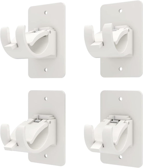 4-Pack No-Drill Self-Adhesive Curtain Rod Brackets for Smooth Walls, Universal Fit for Bathroom & Bedroom (White)