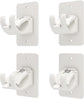 4-Pack No-Drill Self-Adhesive Curtain Rod Brackets for Smooth Walls, Universal Fit for Bathroom & Bedroom (White)
