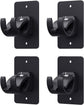 4-Pack No-Drill Self-Adhesive Curtain Rod Brackets for Smooth Walls, Universal Fit for Bathroom & Bedroom (Black)