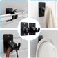 4-Pack No-Drill Self-Adhesive Curtain Rod Brackets for Smooth Walls, Universal Fit for Bathroom & Bedroom (Black)