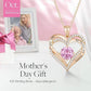 Forever Love Heart Birthstone Necklace: 925 Sterling Silver Personalized Jewelry for Mom, Wife, Friend with 12 Month Stone Options（pink diamond,October）