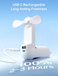 Handheld Mini Fan (White), 3-in-1 USB Rechargeable Portable Fan with Power Bank & Flashlight, Pocket Design for Travel & Summer