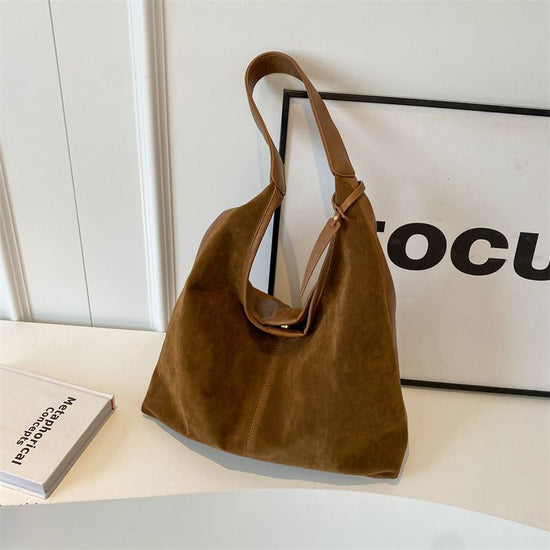 Leather Hobo Bags for Women Brown Purses Suede Purse Slouchy Tote Bag Suede Tote Bag Fall Winter Purses Handbag