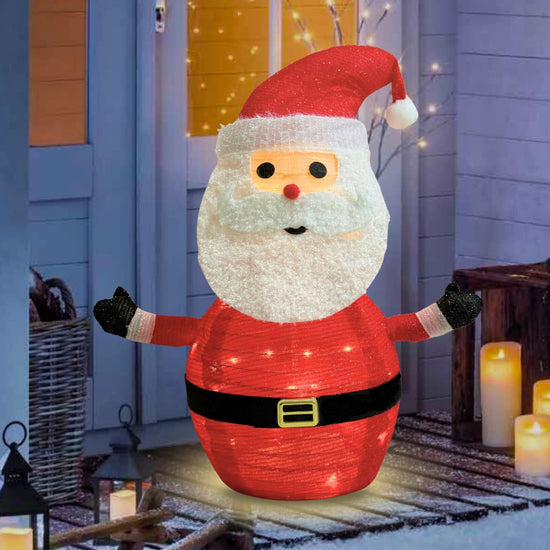 2-Pack Lighted Christmas Santa Claus Decoration Lantern, 45 LED Collapsible Pop-Up Ornament with 8 Light Modes & Timer, Indoor Outdoor Holiday Décor