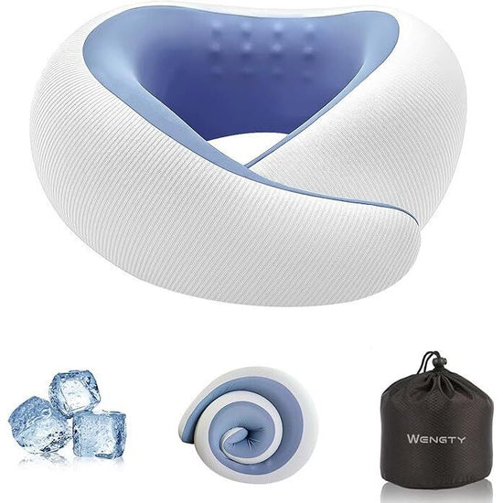 Travel Pillows for Airplanes,Memory Foam Neck Pillow for Traveling,Smooth & Cooling Fabric Plane Pillow for Long Flight,Ideal for Travels,Airplanes,Offices,Cars (Gray, Standard-Broad Fit)