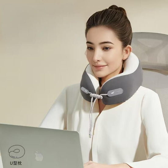 Cooling Memory Foam Neck Pillow for Travel-U-Shaped Ergonomic Travel Pillow for Adults,Flight Neck Pillow with Portable Case,Breathable Ice Silk Cover,Slow Rebound Support for Airplane,Car