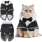 pet products Dog Cat Tuxedo Suit with Bow Tie - Formal Black & White Striped Pet Costume Shirt, Elegant Wedding Outfit Birthday Party Attire for Maltese Dachshund Yorkie Puppies Shih Tzu Small Medium Dogs and cats