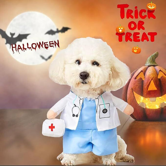 pet products Funny Small Dog Doctor Coat Onesie - Cat & Puppy Halloween Costume - Doctor Uniform Apparel