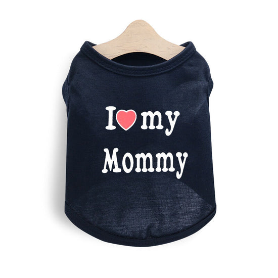 Pet products 4-Piece Pet Vest Set for Summer - Includes 4 Versatile Vests with I ❤️ my Mommy Message, Lightweight Breathable Fabric Perfect for Dogs and Cats in Warm Weather（XS）