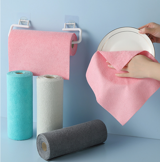 Christmas gift 50-Piece 25x25cm Polycotton Cleaning Cloth Roll, Reusable Dual-Use Dish & Surface Wipes for Home & Kitchen（grey）