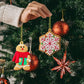 12pcs Christmas Ornaments Cute Snowman Xmas Tree Decorations Santa Claus Plastic Figurines Ornaments with Sugar Cookie House for Christmas Tree Hanging Party DIY Decor 3 Inch Tall