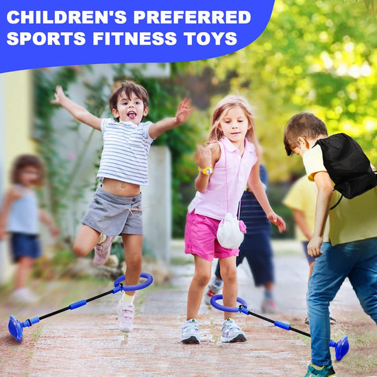 Skip Ball for Kids, Portable Foldable Colorful Flash Wheel Swing Ball Sports Fitness Toys for Girls & Boys, Toy for Kids & Adults. Gifts for Mom Women & Girls Toys Age 5-10 Years (Blue)