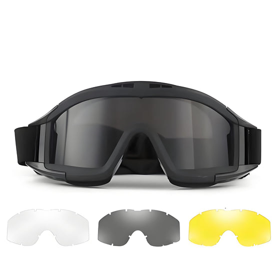 Christmas gifts for husband or boyfriend
 Tactical Safety Goggles with 3 Interchangeable Lenses, Wind & Dust Protection for Outdoor & Tactical Use(black)