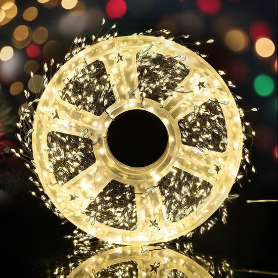300 LED Warm White Fairy String Lights, 9m Green Wire, Battery-Operated, IP44 Waterproof with Timer for Christmas Decor (Batteries Not Included)