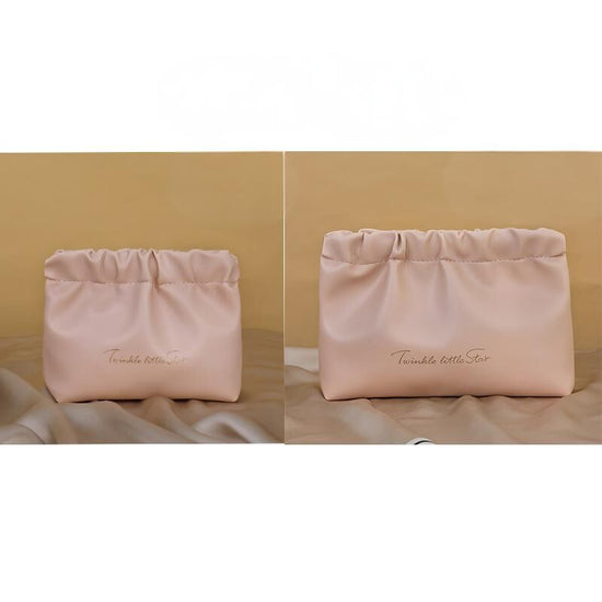 Leather Cosmetic Bag Set, Big & Small "Twinkle Little Star" Makeup Organizer for Travel & Daily Use(pink)