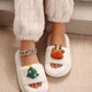 Christmas Cartoon Plush Slippers, Unisex Lightweight Thick-Soled Anti-Slip Fuzzy Slippers for Couples & Family(milky white)