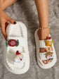 Christmas Cartoon Plush Slippers, Unisex Lightweight Thick-Soled Anti-Slip Fuzzy Slippers for Couples & Family(white)