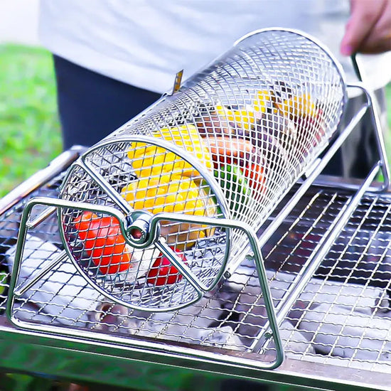 12-Inch Stainless Steel Rolling BBQ Grill Mesh Rotisserie