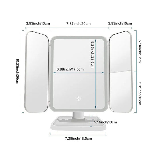 Trifold LED Makeup Mirror Beauty Lights