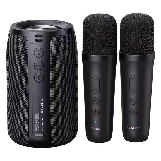 Wireless Speaker with Dual Karaoke Microphones