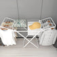 Double Wing Floor Folding Drying Rack For Clothes Quilt Towel-White