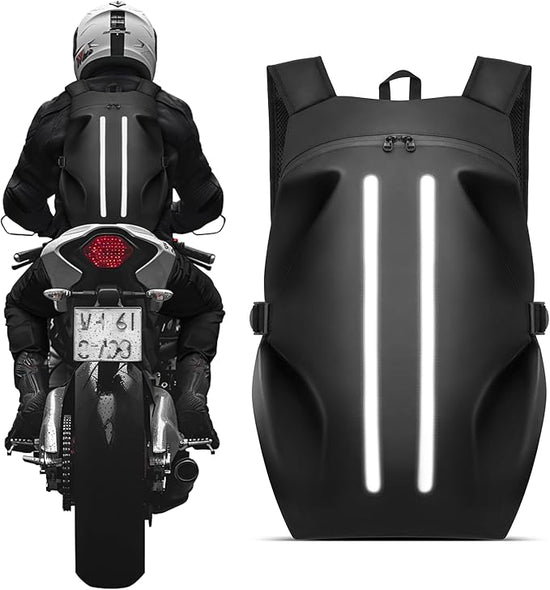 Motorcycle Backpack for Men, Waterproof Helmet Backpack with Reflective, Motorcycle Bag Helmet Bag-Black