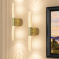 Battery Operated Wall Sconce Set of 2 Rechargeable Battery Powered Wall Light with 12000mAh Wireless Dimmable Wall Lamp Fixtures for Bedroom Living Room (Brushed Gold, 16"-2 Pack)