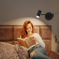 Battery Operated Wall Sconces Set of 2, Swing Arm Wall Lamp with Remote Control, Not Hardwired Led Wall Lamp Fixtures Dimmable Wall Light Decor for Bedroom Reading Living Room