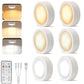 Pack of 6 Under-Unit Lights Kitchen LED Cabinet Lighting Wireless with Remote Control Cabinet Lighting Rechargeable Battery Dimmable Under Cabinet Light for Showcases, Wine Cabinet