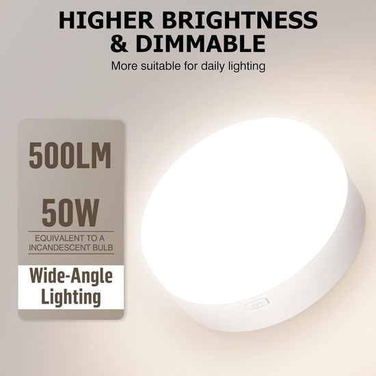 Battery Operated Light Bulbs, 5000mAh Rechargeable Light Bulb Set of 2 with Remote, 3 Colors 10 Levels Dimmable Fabric Wireless Sconces Light Bulb with Timer for Bedroom Living Room